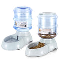 Flexzion Automatic Pet Feeder & Waterer Set of 2 Pack, Self Feeding Replenish Dog Cat Bowls, Gravity Food & Water Storage Container Fountain Jug Pet Supplies Plastic Skid Proof Rubber Feet (1 Gallon) | Self-Replenishing Dry Food Station with Non-Skid Feet