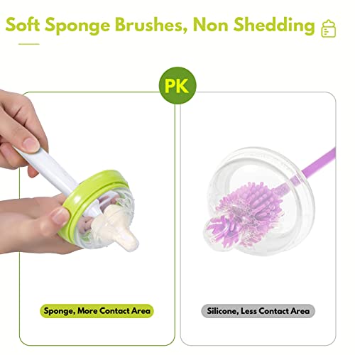 White Baby Bottle Brush Kit with Sponge Heads, Straw Cleaners & Wash Tool | Replaceable foam heads and straw cleaner set. Designed optimally for compact household containers and daily accessory care.
