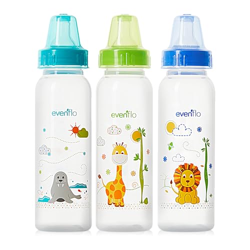 Classic Prints Polypropylene Bottles for Baby, Infant and Newborn - Blue/Green/Teal, 8 Ounce (Pack of 48) - size: 1 Count (Pack of 48)
