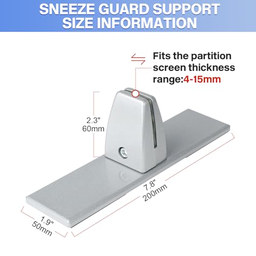 2 Packs Sneeze Guard Clamp Bracket, Sneeze Guard Shield Base for Countertop, Stick On Heavy Duty Auminum Partition Guard Clamp, Panel Support Clamps Stand for Clear Acrylic Desktop Counter Reception - size: Desktopclamp - 2pcs