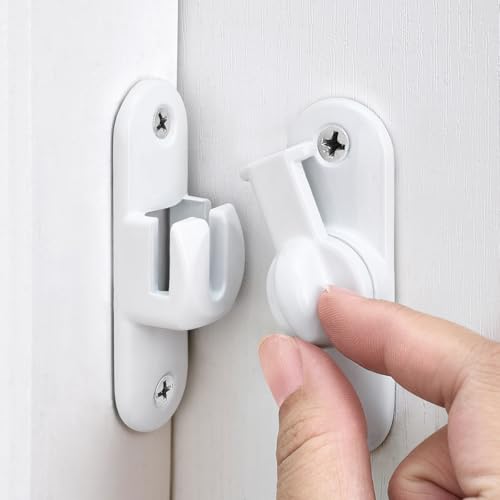 White 90/180 Degree Barn Door Latches,Flip Gate Lock | Zinc Alloy Flip Gate Latches,Right Angle Door Lock,for bedroom,garage,sliding door,window,cabinet,drawer,pet enclosures - color: White