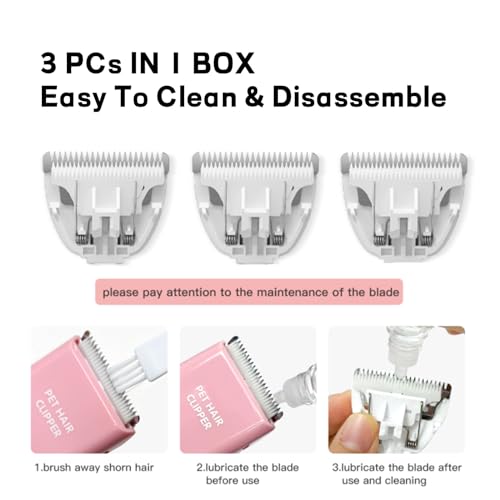 Detatchable Replacement Blades for Dog Clipper,Replacements Blades for Dogs and Cats Grooming Clippers,3 PCs Replacement Blades Only - color: Tb006-3pc