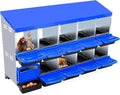 Chicken Nesting Box,10 Hole 2 Layer Hen Nest Boxes, Roll-Away Egg Collection System with Ventilation Holes，Rustproof Plastic Tray & Keyhole Mounting, Chicken Laying Box - color: Blue, size: 10 holes
