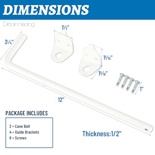12" Heavy Duty Cane Bolt Gate Drop Rod Fence Hardware Ground Latch Stopper | for Wood/PVC/Vinyl/Metal Fences Gates, Double Doors, White Solid Steel -2 Pack - size: 12 Inch