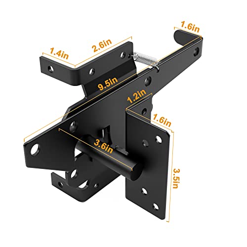 WINSOON 304 Stainless Steel Self Locking Gate Latch and Gate Hinges 1 Set | Heavy Duty Fence Gate Hardware Kit, for Vinyl Fence Gate and Wooden Fences Gate, Adjustable Tension, Automatic, Rust Proof