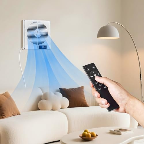 VEVOR Room to Room Fan, Two-Way Airflow Through-the-Wall Fan 8" with Remote, Temperature Control, 305 CFM 10-Speed Ventilation Quiet Vent for Bathroom, Laundry Room and Indoor - size: Dia. 8 inch, 305 CFM