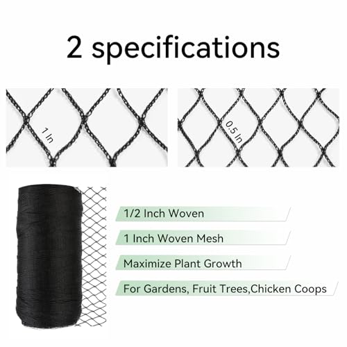Bird Netting 15x20 FT 1/2 Inch Mesh Heavy Duty Woven Mesh Netting | Heavy duty woven mesh protects fruit trees, berries and gardens from birds & small animals with UV-resistant durability - size: 15x20Ft-0.5"