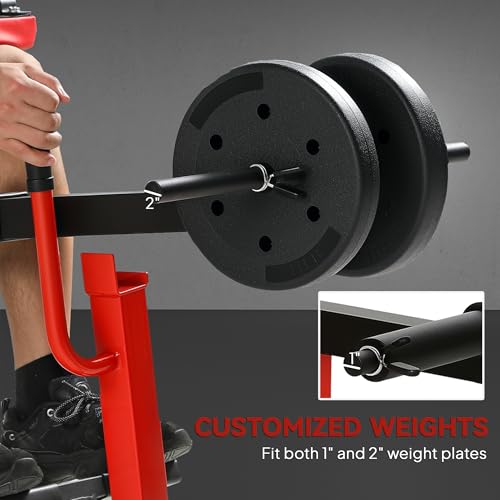 Soozier Seated Calf Raise Machine for Home Gym Waist Arm Training | Adjustable Calf Machine Leg Extension - color: Red