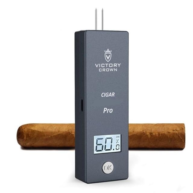 Digital Cigar Humidity Meter Portable Electric Moisture Guage Tester Reader Humidor Hygrometer Needle LCD Display Smoking Tobacco Accessories Gifts (Gray) - color: Gray