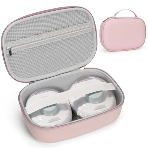 Breast Pumps Carrying Bag Compatible with Most of Wearable Breast Pumps, Hard Shell Wearable Breast Pump Bag with Waterproof Removable Tray, Breast Pump Storage Bag - color: Pink