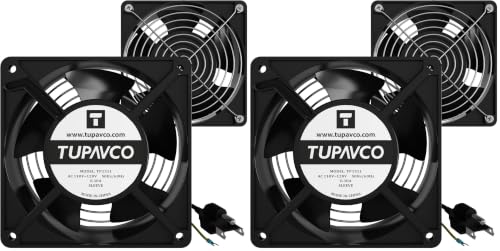 Network Cabinet Fan (2pc Kit) Pair of 120mm 4in Fans 110V AC -Tupavco TP1511 (Pack of 2) - size: 110CFM Sleeve (Pack of 2)
