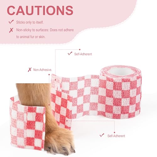 Vet Wrap Cohesive Bandages, Self-Adhesive Bandage Wrap, Breathable Non-Woven Self Adherent Tape for Pet Dog Leg Paw Wound, Horse, Cat, First Aid & Ankle Sprain, 2 Inch (6 Rolls) - color: 6 Rolls B