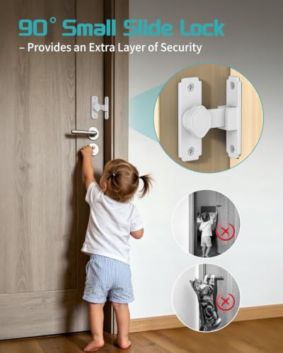90 Degree Barn Door Latch with Thickened Spacer for Barn, Cabinet | Flip sliding door lock, security gate latches, aluminum alloy, for bathroom, screen, fence, sliding door - color: White