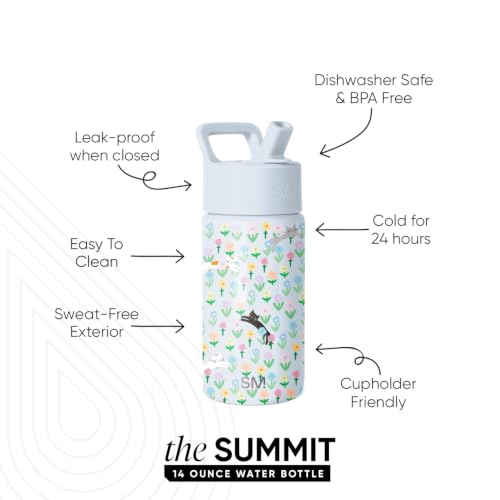 Simple Modern Kids Water Bottle & Toddler Cup | 14oz | Kittens | Insulated Stainless Steel Toddler Water Bottle, Kids Tumbler with Straw | Spill Proof for School Girls Boys | Frolicking Cats - color: -Frolicking Kittens, size: 14 Ounces