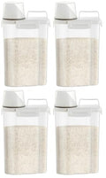Gagee 4 Pack Airtight Rice Dispenser 3-5 Lb with Measuring Cup,Clear | Cereal Dry Food Flour Bin, Pet Dog Cat Food Dispenser, BPA Free Plastic Kitchen and Pantry Organization Bin for Sugar - color: 4Pcs Clear