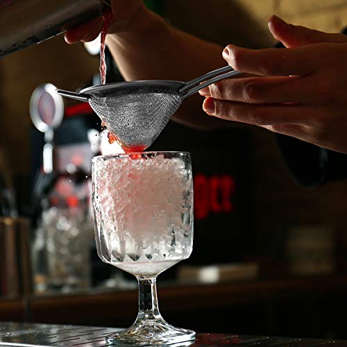 3 Pieces Cocktail Strainer Bar Strainer Fine Mesh Tea Strainer, 3.3 in | Stainless Steel, Small Silver Strainer Practical Bar Colander Tool for Drinks and Loose Leaf Tea, Fits Most Bar Glasses