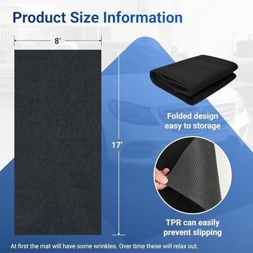 FLEXIMOUNTS 17x8 Ft Heavy Duty Garage Floor Mat - Anti-Slip Backing & Oil Absorbent Surface, Premium Waterproof Garage Carpet for Floor, Durable Parking Mat for SUV - size: 17' x 8'