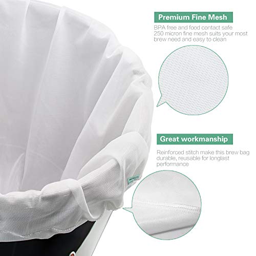 Reusable Brew Bag 2 Pack 24"×32" Large Fine Mesh Bag for Beer | 5 Gallen with Drawstring for Fruit Cider Apple Grape Wine Press Straining Brew in a Bag - size: 2 pack-24"×32"