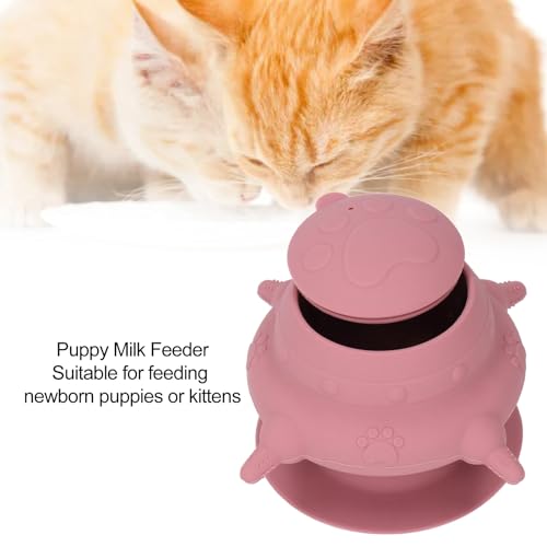 Silicone Puppy Milk Feeder 4 Nipples Small Puppy Nursing Station, Puppy Bottles Simulates Mother's Milk, Feeding Multiple Young Animals, Suitable for Pet Owners - color: Pink