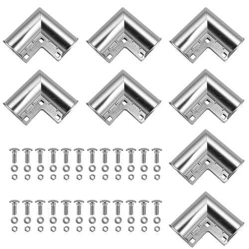 Aluminum Chain Link Fence Gate Corners for 1-3/8" x 1-3/8" OD Pipe, 90 Degree Gate Elbow Kit with Gloves, Bolts and Nuts, 8 Pack