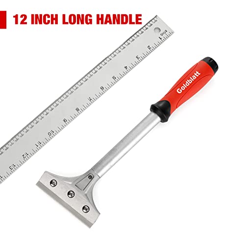 Goldblatt 2 Pieces Glass Scraper Set with 20pcs Blades, Razor Scraper Tools | Razor Blade Scraper, 12" Long for Reach, Soft Grip, Remove Adhesive, Sticker, Paint & Decal, for Window, Tile & Floor