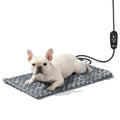 Adjustable Temperature Dog Heating Pad, 27.5"x15.7", 75W, Light Gray | 6 Heat Settings, 4 Timer Options, Chew-Resistant Cord, Rosebud Fabric Surface, Ideal for Large Cats & Medium Dogs - size: L – Rectangular 27.5" x 15.7"