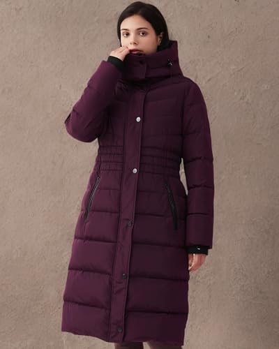 IKAZZ Women's Winter Coats, Thickened Warm Insulated Vegan Down Long Parka Jacket with Hood - color: Purple, size: X-Large