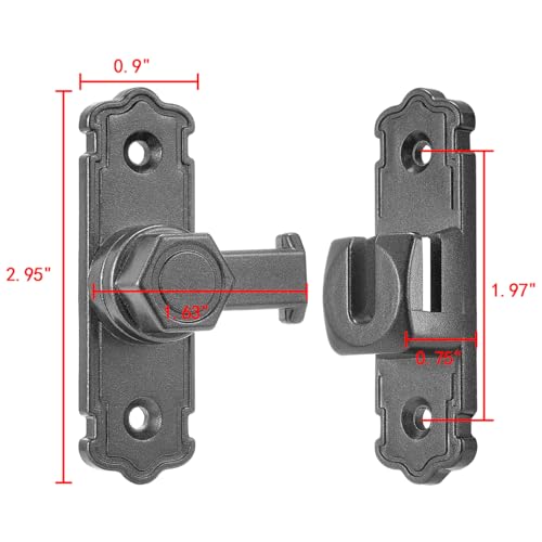 Grey Aluminum Alloy 90/180 Degree Gate Lock,Barn Door Latches | Flip Gate Latches,Right Angle Door Lock Latch,Sliding Door Latches,for bedroom,garage,window,pet enclosures,drawer,cabinet - color: Gray