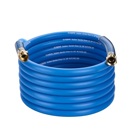 5/8 IN. × 50FT. Heavy Duty Rubber Garden Hose, High Flow 5/8" I.D. Brass Fitting No Memory Durable Heavy Duty Water Hose for Watering, Irrigation, Water Transfer Pump - color: Blue, size: 50FT