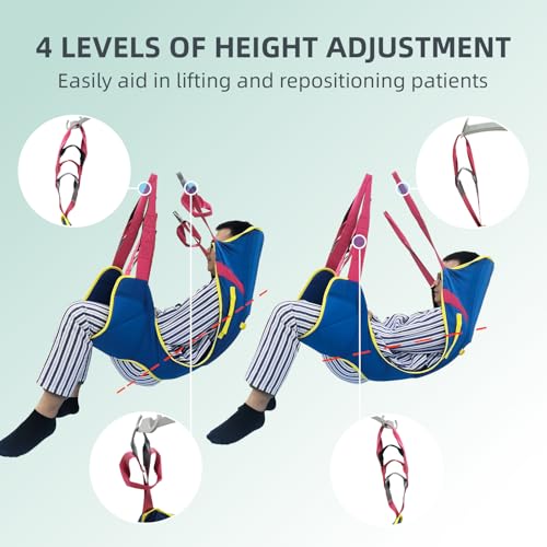 Full Body Patient Lift Sling Size S, Toileting Transfer Slings, Head and Back Support, Split Legs with Commode Opening, 5 Handles, 6 Straps, Lifting Sling Compatible with Various of Lifts - size: S