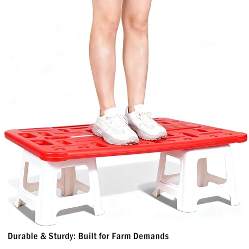 Danbark Livestock Sorting Panel with Paddle, Lightweight Animal Handling Equipment for Hogs, Sheep, Goats, Cattle, Portable Farm Fencing & Crowding Gate (Red, Medium 38x30")