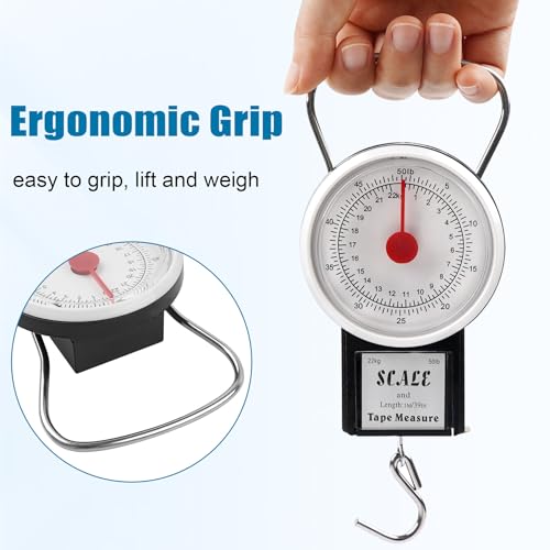 Mechanical Hanging Scale Multi-Purpose Luggage Scale Fishing Scale | Portable Spring Dial Fish Weight Scale with Tape Measure, for Fishing Kitchen Farms