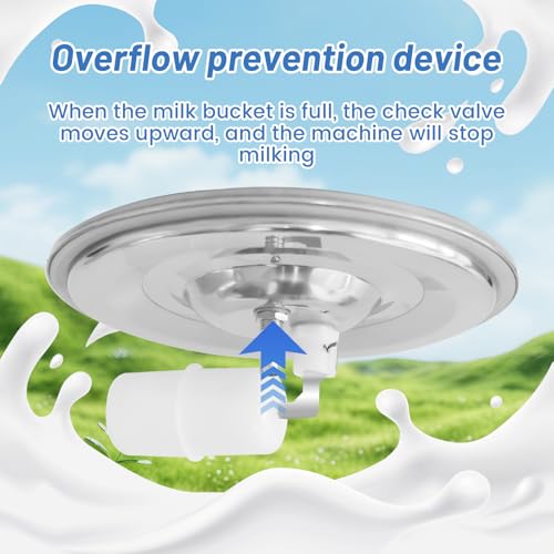 Cow Milking Machine, 14 L Milker Machine, Rechargeable Cow Milker Machine with Portable Vacuum Pump, Check Valve Design with Food-Grade Silicone Hose