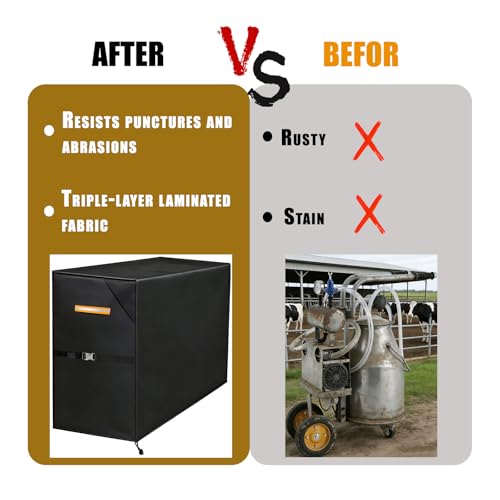 Milking Machine Cover for Cows and Goats, 35.4”x15.8”x35.8” | Universal Fit for Portable Milking Machines with 25L Stainless Steel Bucket (55KPA, 15000 RPM), Includes Vents & Handles
