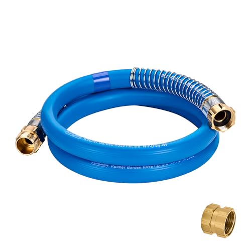 5/8 IN. × 5FT. Heavy Duty Rubber Garden Hose, High Flow 5/8" I.D. Brass Fitting No Memory Durable Heavy Duty Water Hose Leader Hose for Watering, Irrigation, Water Transfer Pump - color: Blue, size: 5FT