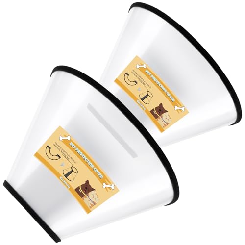 Soft Dog Cone Collar, 2 PCS (for Right Size) Flexible Plastic Cone for Dogs After Surgery, Dog Recovery Collar, Adjustable E-Collar for Large/Medium/Small Dogs Cat, Comfy Elizabethan Collar (M)