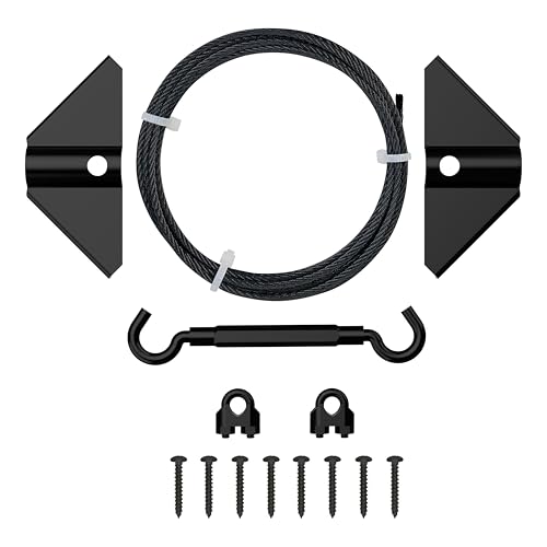 National Hardware Anti-Sag Gate Kit, Steel, Exterior Use, Black | 96 in Cable, Turnbuckle, Corner Brackets, Clamps and Screws Square Up A Sagging Wood or Vinyl Gate
