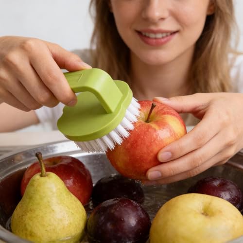 Vegetable Scrubber Brush Anti-Slip Handle Brush Cleaner | Handy Kitchen Gadget for Dish, Fruit, Potato, Egg, Food, Pot, Pan, Cooking, Kitchen, Bathroom, Tile, Sink, Washing, - color: Green