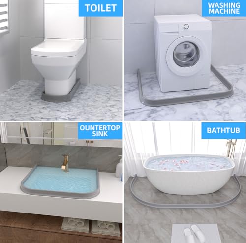 Duzzy 75 Inch Shower Threshold Water Dam, Shower Water Guard to Keep Water in Shower, Shower Water Stopper Dry and Wet Separation Suitable for Bathroom and Kitchen - color: Gray, style: 75 Inch