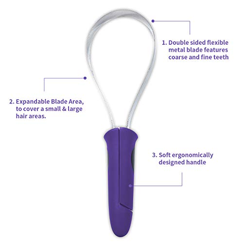 BOTH WINNERS Dual-Sided Shedding Blade with Stainless Steel Blade De-Shedding Tool for All Dog Coat Types- Soft Touch Grip (PURPLE) - color: Purple