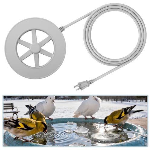 70W Bird Bath Heater for Outdoors in Winter - 77℉~ 109℉ Thermostatic Control, Heated Birdbath Deicer with Auto Shut Off, Chicken Livestock Water Heater