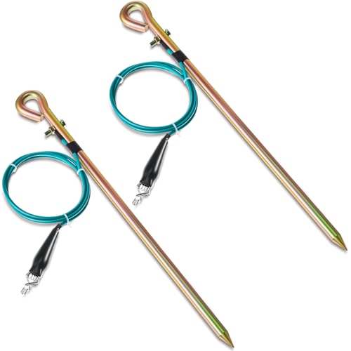Tellegloww 2 Pcs Portable Ground Rod Grounding Rod with 4ft Grounding Wire 12AWG and Clip Grounding Pin Electric Fence Ground Rod for Antennas Satellite Dishes Generator (Spring Clamp) - style: Spring Clamp