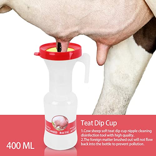 SOONHUA 400ml Soft Teat Dip Cup, Nipple Cleaning Disinfection Tool Non- Return Teat Dipper Cleaning Cup Nipple Milking Medicated Bath Cup Milking Cleaning Cup for Cow Sheep Use