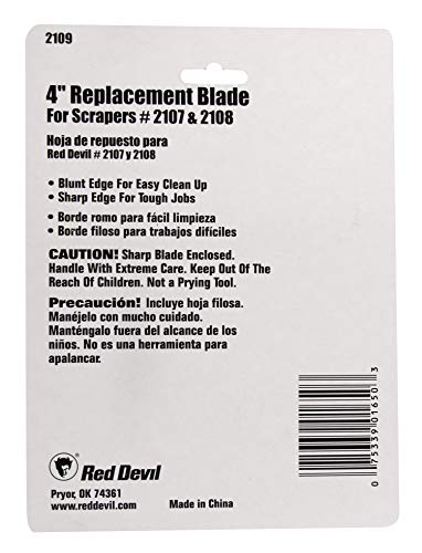 Red Devil 2109 4-Inch Double Edge Replacement Blade for Red Devil 2107 and 2108 Heavy-Duty Floor Scrapers - size: 1 Pack, style: Replacement Blade