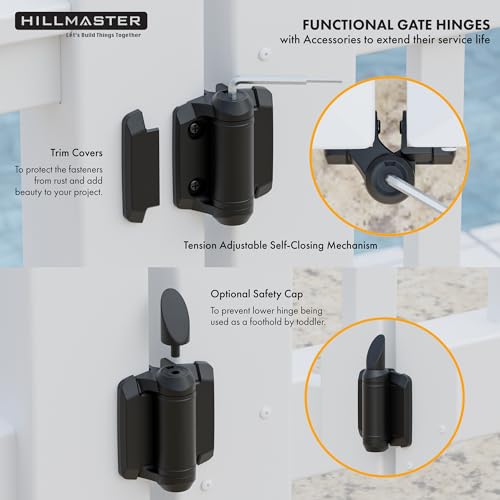 Self Closing Gate Hinges and Key Lockable 2 Sided Gate Latch Gate Hardware Kit,Two Sided Self Locking Gate Latch and No Rust Pool Gate Hinges for Outdoor Metal/Vinyl Fence,Locking Gate Door Lock Latch