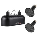 DXOPHIEX 15 inch Dual Reptile Light Fixture Reptile Heat Lamp | Max 150W, 2PCS 150W Ceramic Heat Emitter, Double Dome UVB Light Fixture, For Terrarium and Tortoise Habitat - size: 15inch with 2PCS 150W ceramic heat emitter