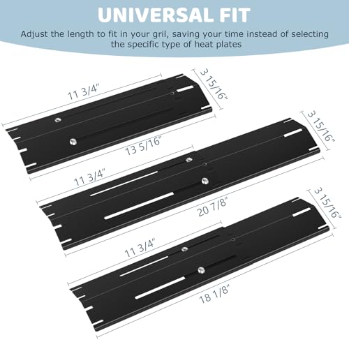 Universal Porcelain Steel Adjustable Grill Heat Plates Heat Tents Heat Shields Grill Burner Cover,Compatible with Charbroil, Nexgrill, Brinkmann, Dyna Glo etc.,Extends from 11.75" up to 21" L, 4 Pack - size: Porcelain Enameled 4-Pack