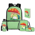 Upetstory Mushroom Frog Backpack for Girls Kids Schoolbag Set with Lunch Box Pencil Purse 5 in 1 School Bag Set Water Bottle Sleeve Middle Elementary Preschool Kindergarten Bookbag Book Cover - color: Mushroom Frog