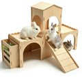 Large Rabbit Castle, Large Rabbit House Wooden Bunny House with Hay Feeder, Tool-Free Assembly for Small Animal Rabbit Guinea Pig Hedgehog