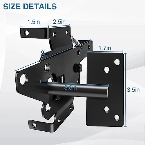 Self Locking Gate Latch and Gate Hinges Set Heavy Duty Hardware Hinges for Vinyl and Wood Fence with Installation Screws and Swing Adjuster Tool Heavy Duty 1 Gate Latch 2 Gate Hinge